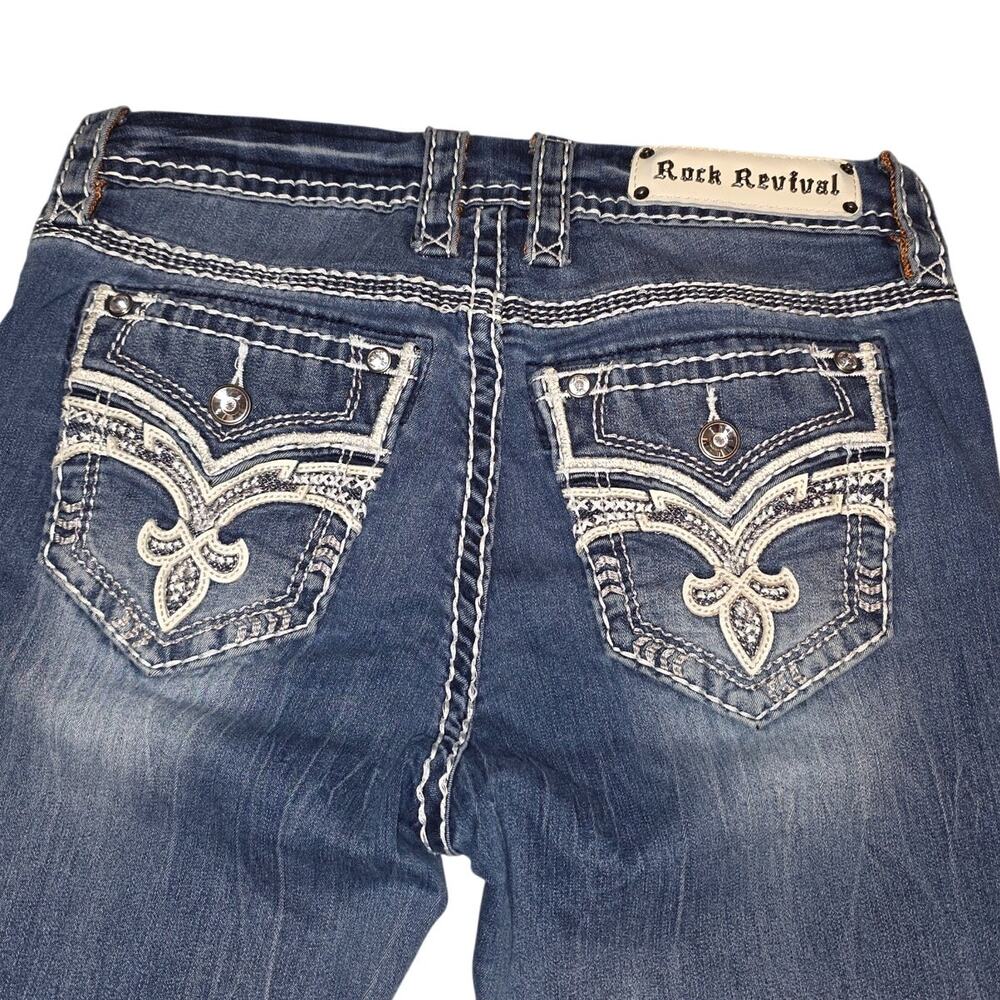 Rock Revival Skinny Jeans Women’s 27X30 Flap Pockets Embroidered Thick stitching